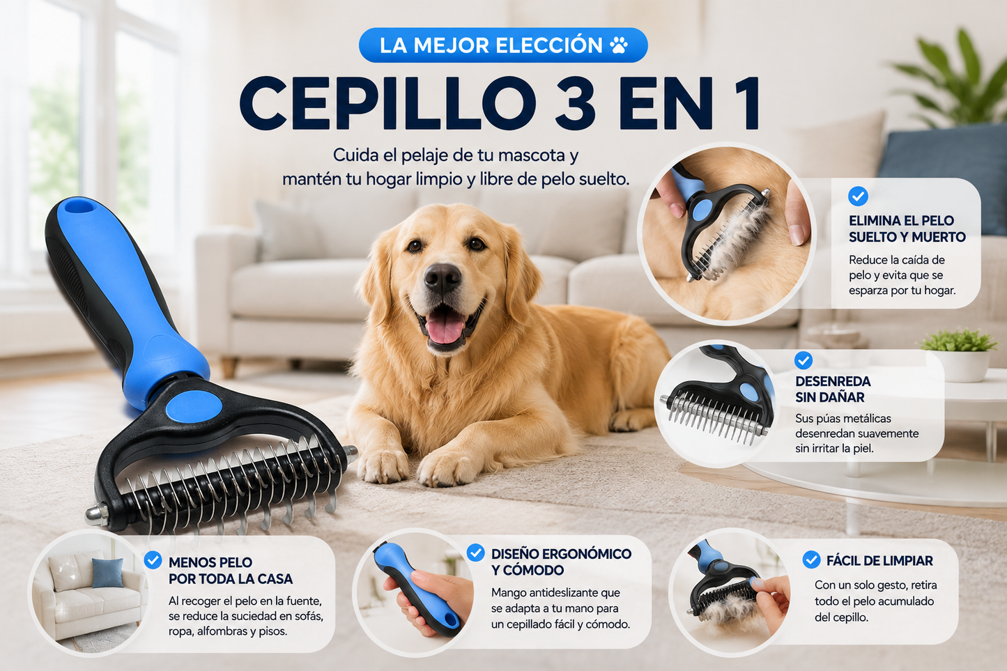 Cepillo Eliminador de Pelo para Mascotas